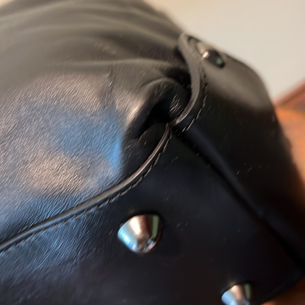 Asia Bellucci Shoulder bag genuine leather horse hair trim black Italy NWOT - Picture 12 of 17